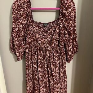 Lily Rose Burgundy and Pink Smocked Dress